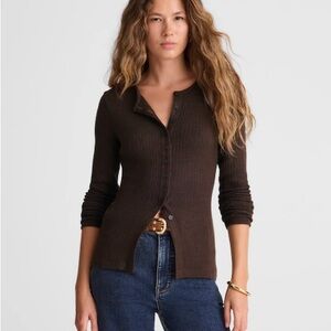 Madewell Textured Cutaway Crewneck Cardigan